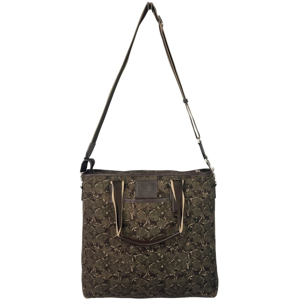 Coach 2013 Heritage Web Canvas & Leather Camo X-L F70583 Travel & Toiletry Tote - Picture 11 of 16